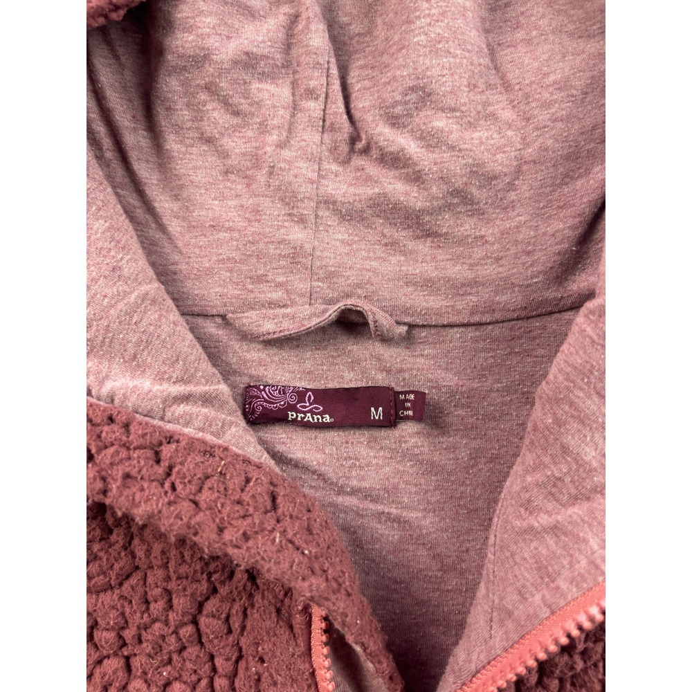 prAna Sherpa Fleece Pullover Hoodie Womens Size M Pink Half Zip Kangaroo Pocket - Picture 2 of 8